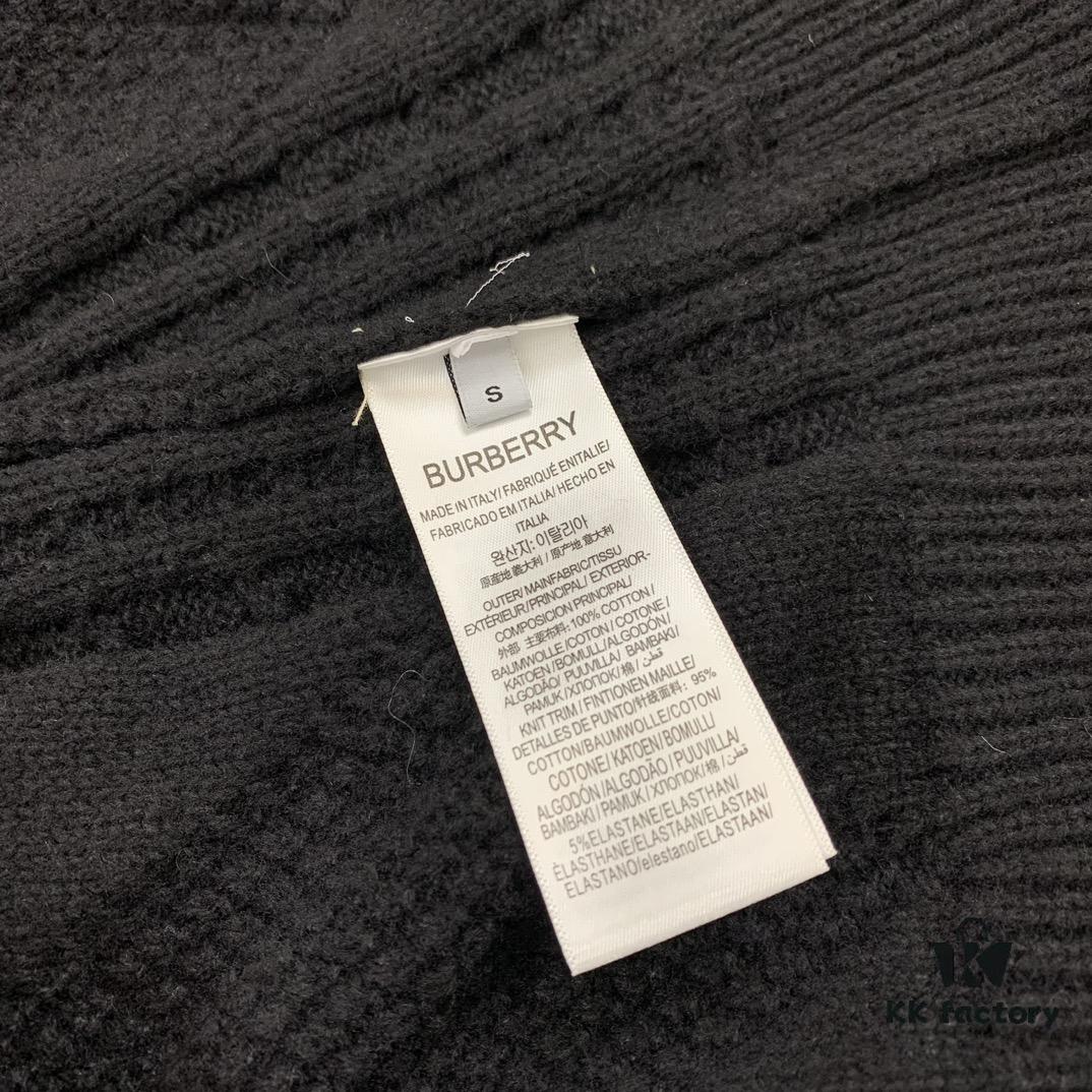 New Burberry 2024 Fall/Winter Black Patchwork Sweater Unisex Classic Plaid Design Hand-Cut Distressed Detail High-Density Knitwear