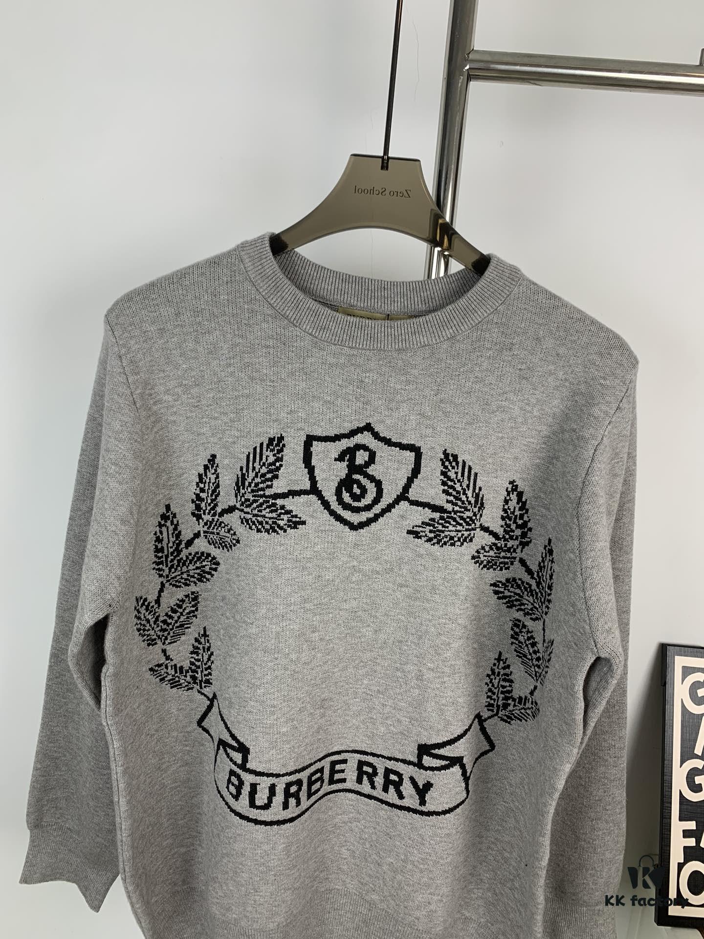 New BURBERRY Classic Horse and Wheat Jacquard Crew Neck Sweater