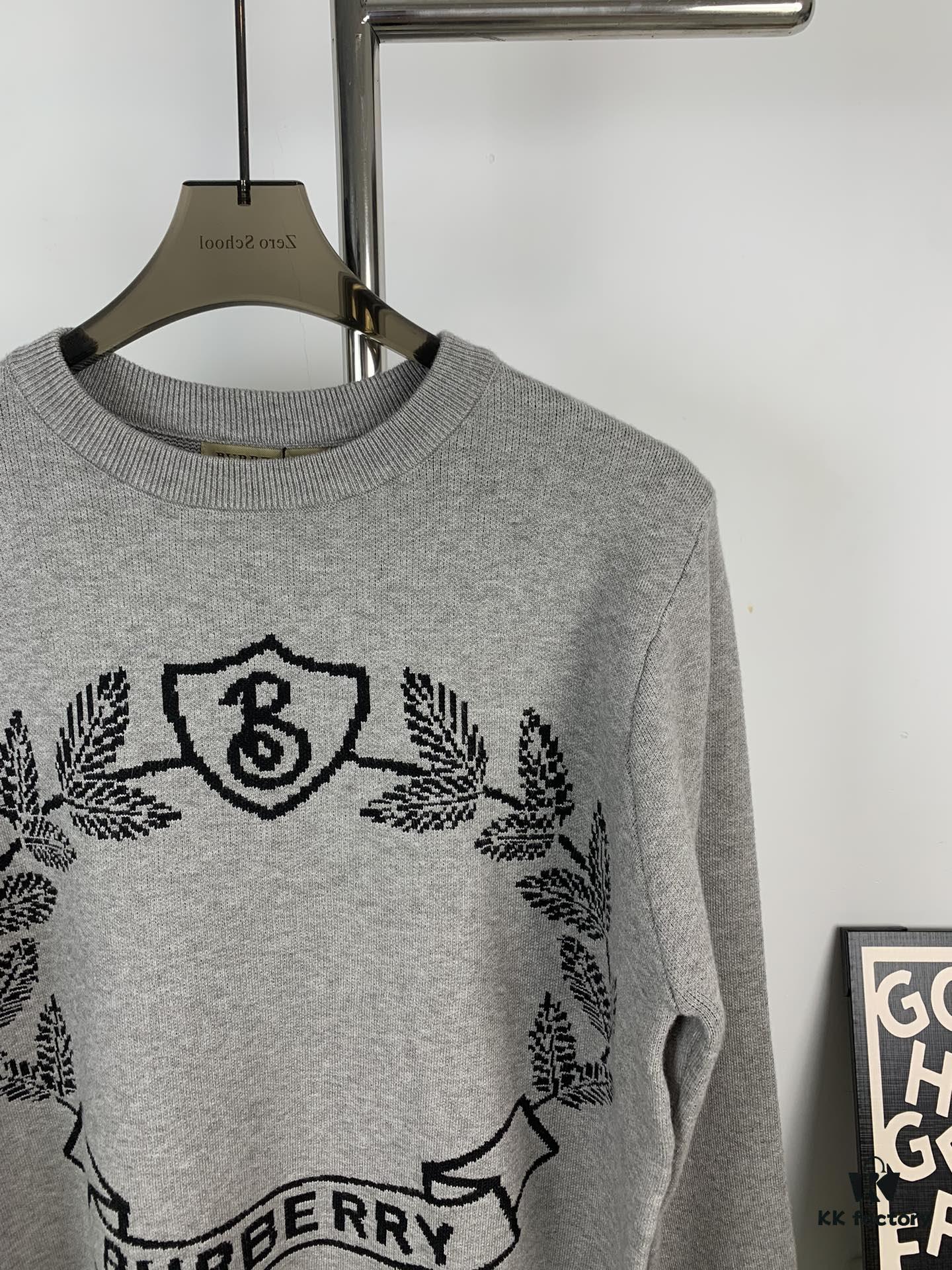 New BURBERRY Classic Horse and Wheat Jacquard Crew Neck Sweater