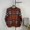New Burberry 2024 Classic Striped Plaid Double Jacquard Crew Neck Knit Sweater