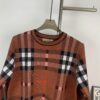 New Burberry 2024 Classic Striped Plaid Double Jacquard Crew Neck Knit Sweater