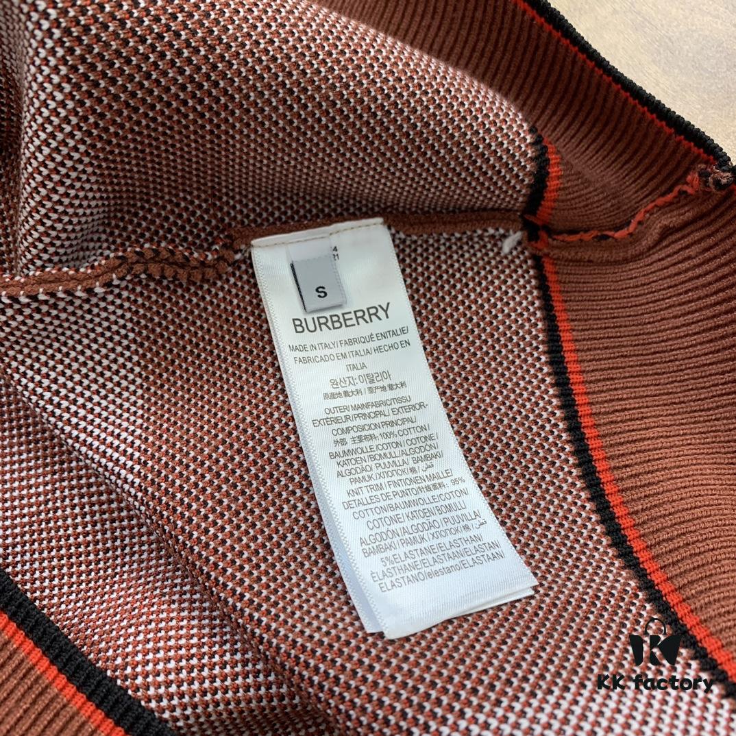 New Burberry 2024 Classic Striped Plaid Double Jacquard Crew Neck Knit Sweater