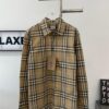 New BURBERRY/Barbouri Classic Yellow Tartan Stripe Long Sleeve Shirt, Iconic BBR Brand Checkered Pattern Shirt
