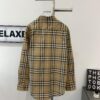 New BURBERRY/Barbouri Classic Yellow Tartan Stripe Long Sleeve Shirt, Iconic BBR Brand Checkered Pattern Shirt