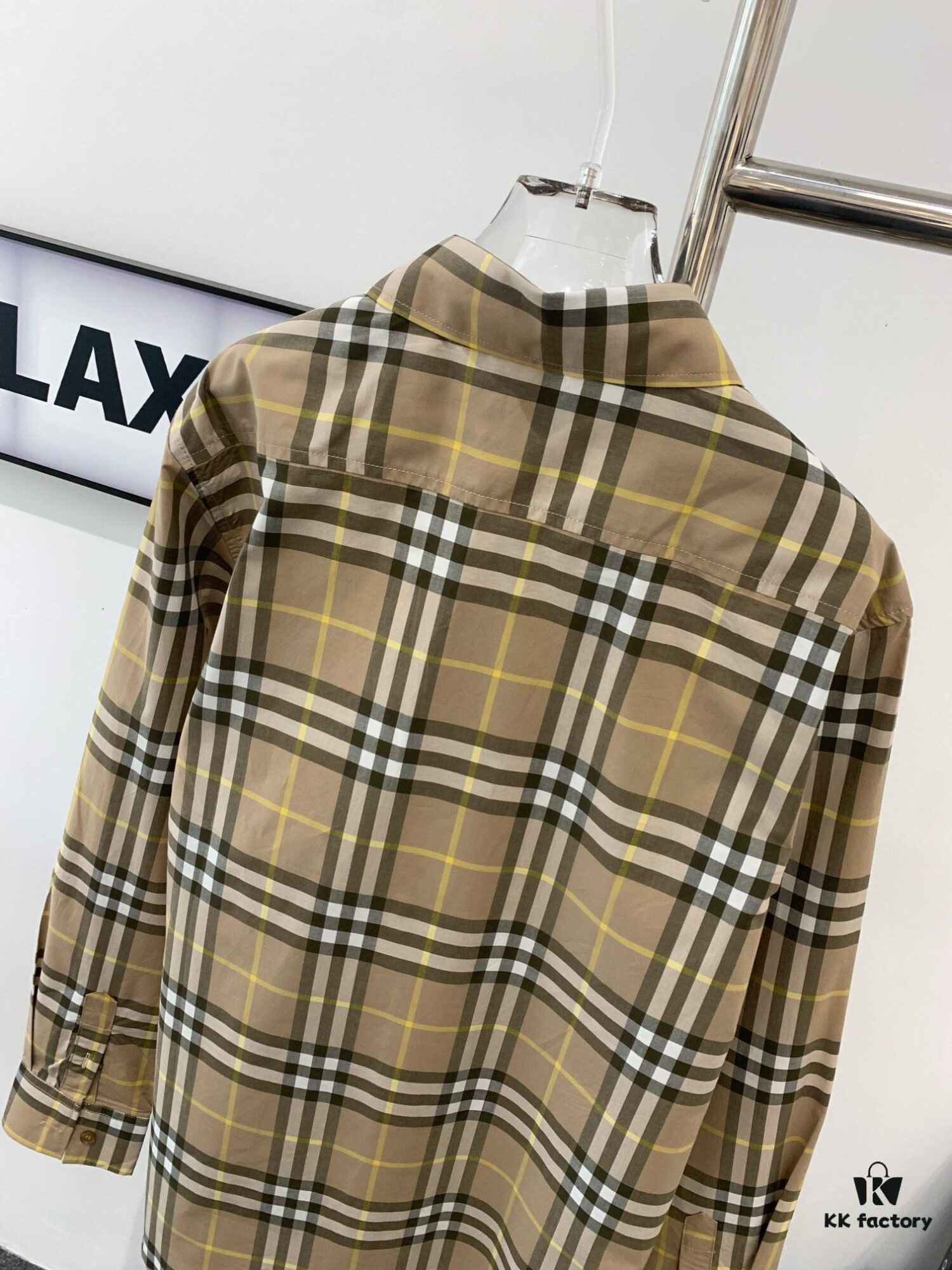 New BURBERRY/Barbouri Classic Yellow Tartan Stripe Long Sleeve Shirt, Iconic BBR Brand Checkered Pattern Shirt