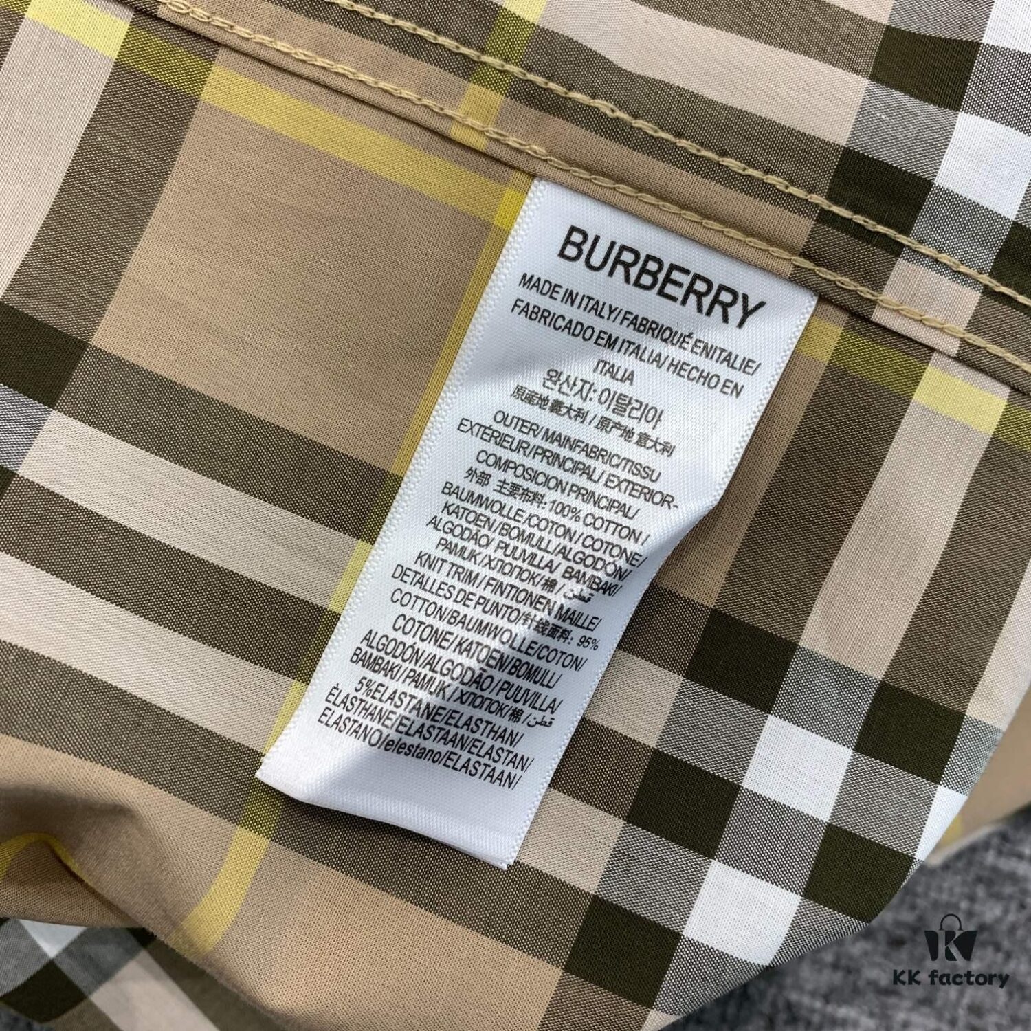 New BURBERRY/Barbouri Classic Yellow Tartan Stripe Long Sleeve Shirt, Iconic BBR Brand Checkered Pattern Shirt