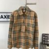 New Burberry Classic Stripe Long-Sleeve Shirt, Iconic BBR Brand Checkered Pattern Shirt, Best-Selling Counter Style