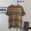 New BURBERRY 2023 Summer Linen Stripe Knitted Short Sleeve T-Shirt