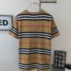New BURBERRY 2023 Summer Linen Stripe Knitted Short Sleeve T-Shirt