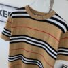 New BURBERRY 2023 Summer Linen Stripe Knitted Short Sleeve T-Shirt