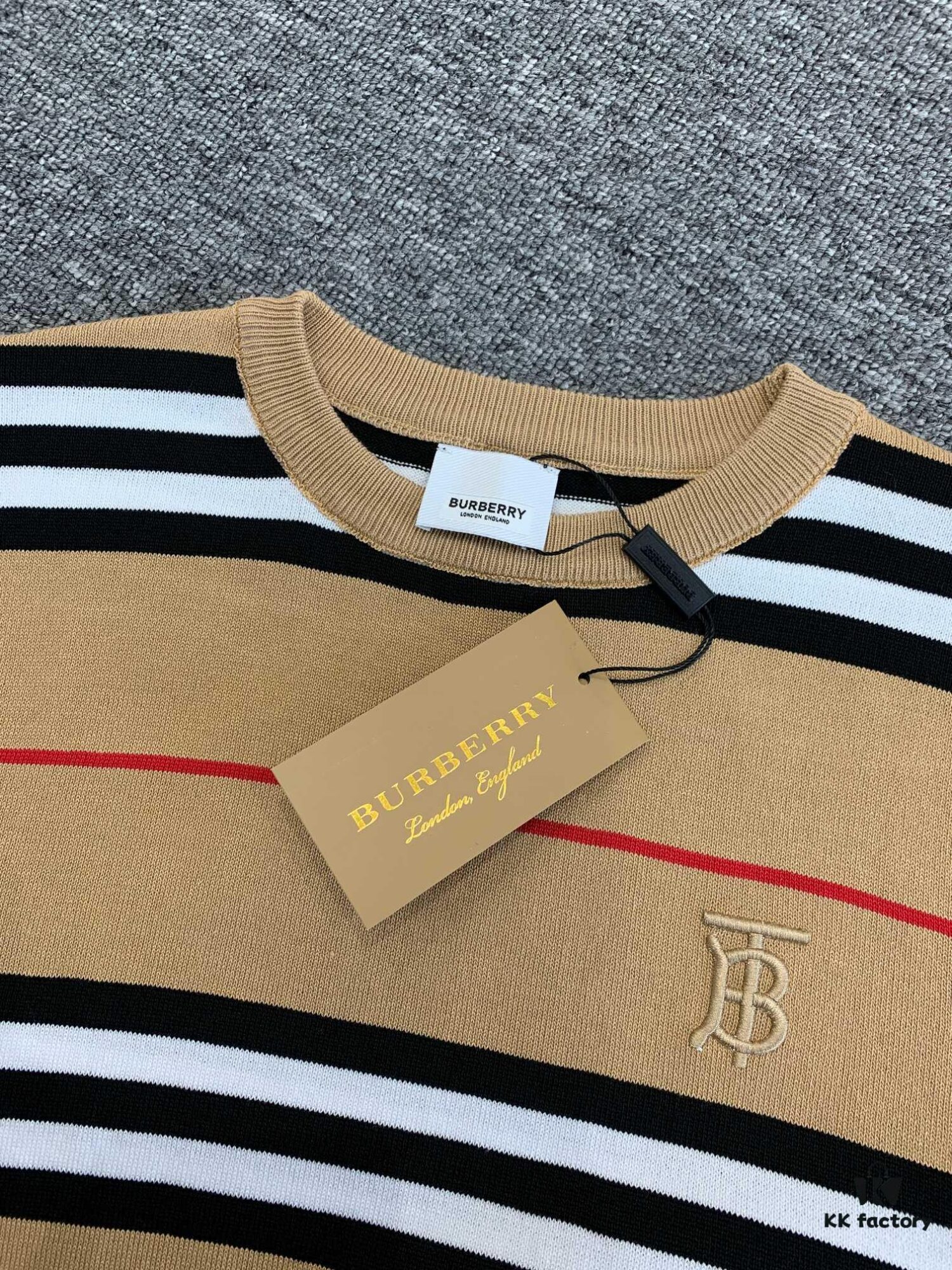 New BURBERRY 2023 Summer Linen Stripe Knitted Short Sleeve T-Shirt