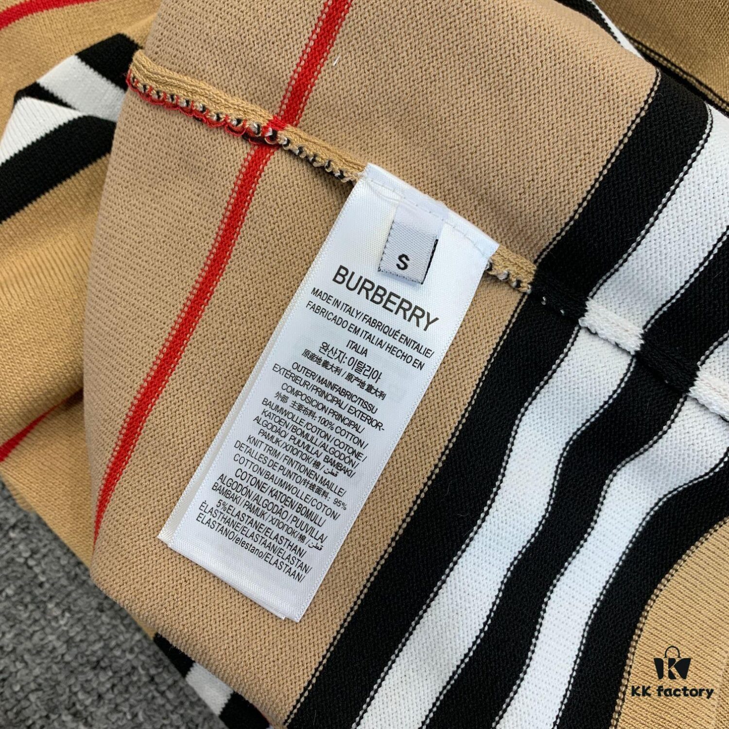 New BURBERRY 2023 Summer Linen Stripe Knitted Short Sleeve T-Shirt