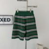New Burberry Classic Green Striped Knit Straight Shorts Unisex