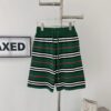 New Burberry Classic Green Striped Knit Straight Shorts Unisex