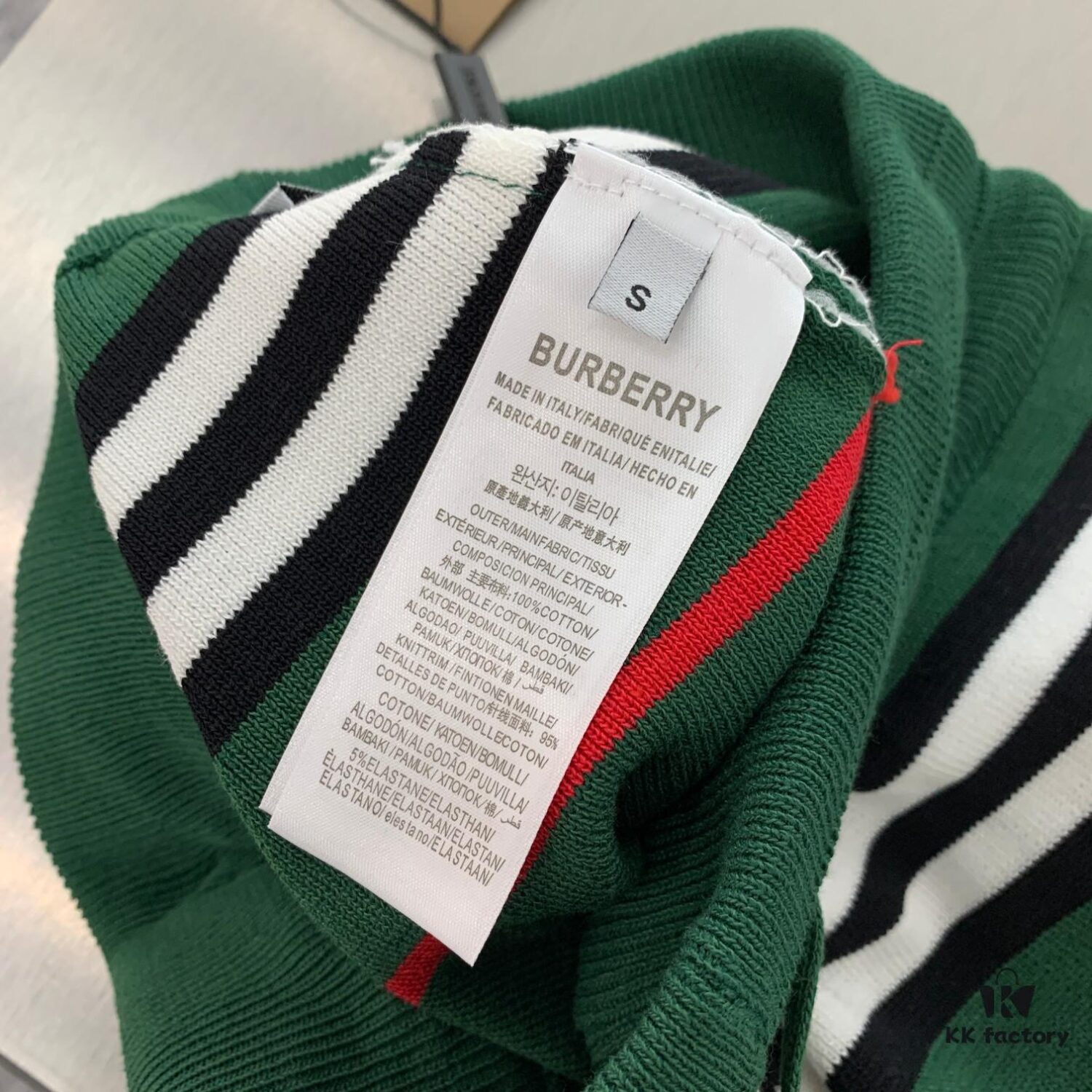 New Burberry Classic Green Striped Knit Straight Shorts Unisex