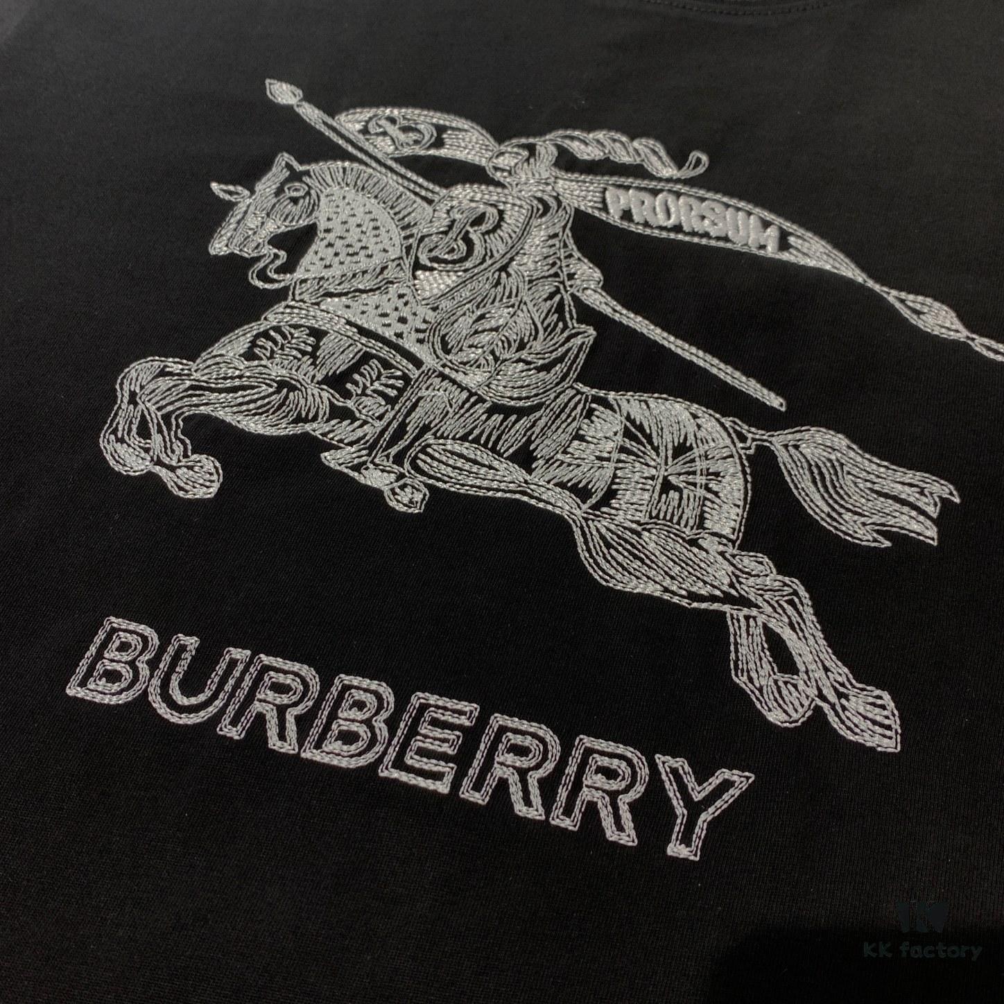New BBR Burberry 24SS Embroidered 3D Horse Short Sleeve T-Shirt