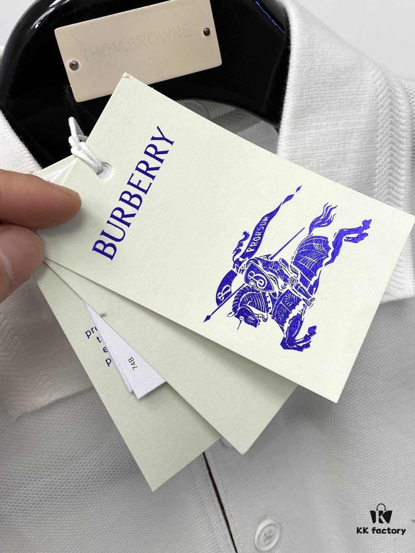 Burberry, 2025 Latest Short-Sleeve T-Shirt, Stylish and Handsome with Exquisite Embroidered Logo on Chest, Simple and Versatile Design, Cotton Fabric Offers Structure and Comfort, Fine Weave, Size S-XL