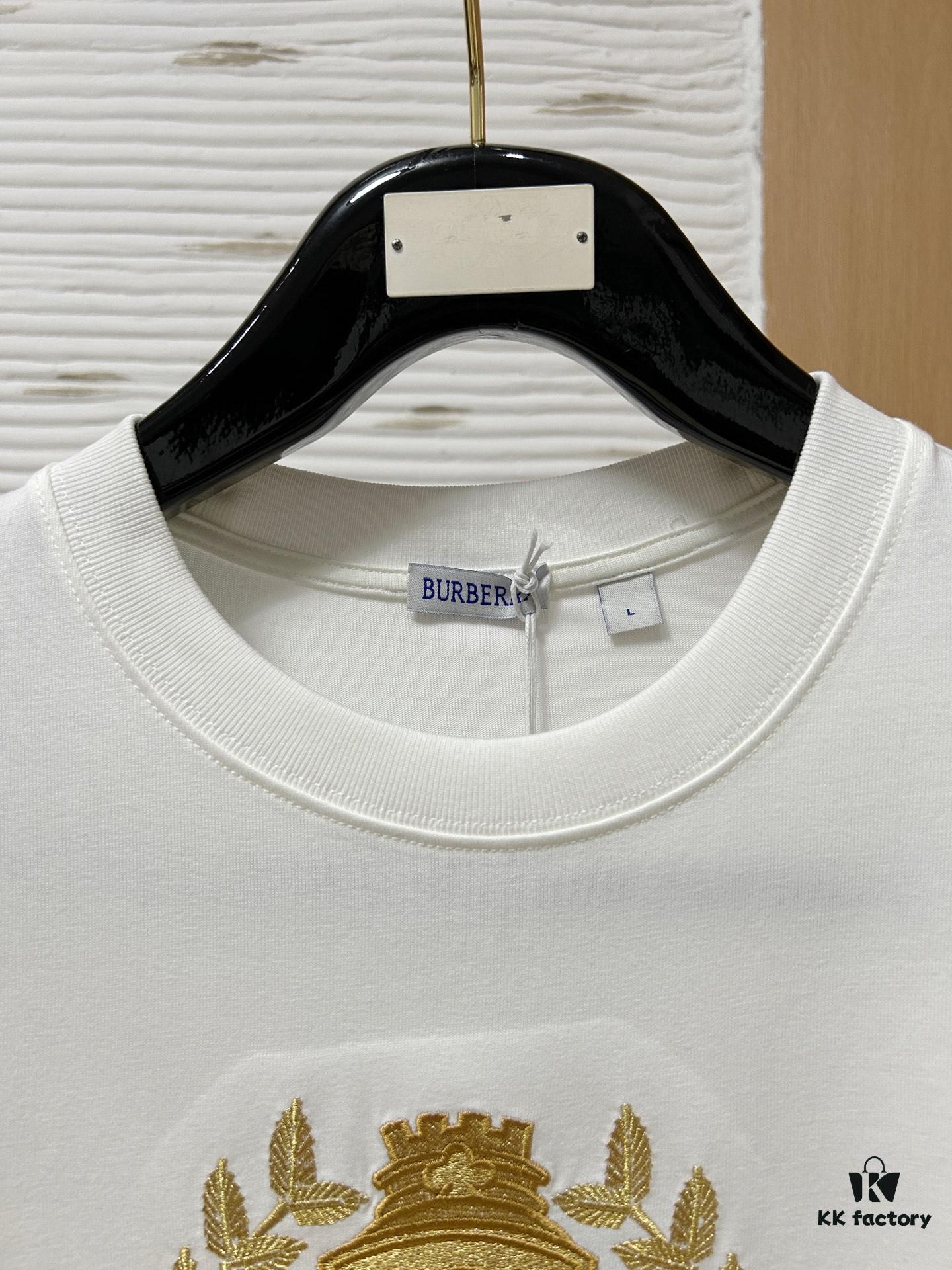 Burberry, 2025 Latest Short Sleeve T-Shirt, Stylish and Fashionable with Exquisite Embroidered Logo on Chest, Simple and Versatile Design