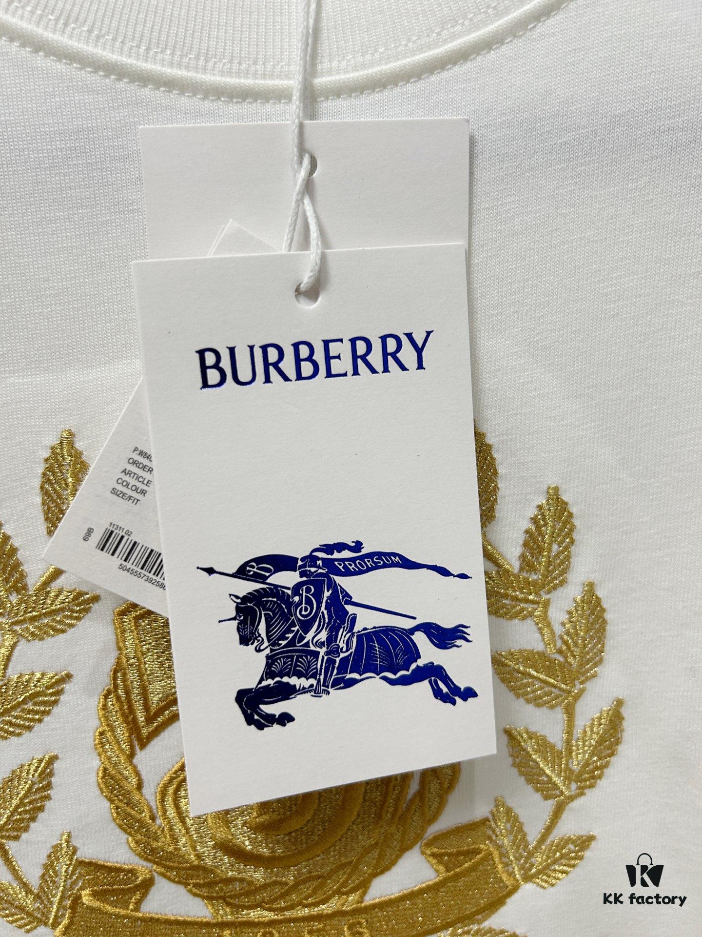 Burberry, 2025 Latest Short Sleeve T-Shirt, Stylish and Fashionable with Exquisite Embroidered Logo on Chest, Simple and Versatile Design