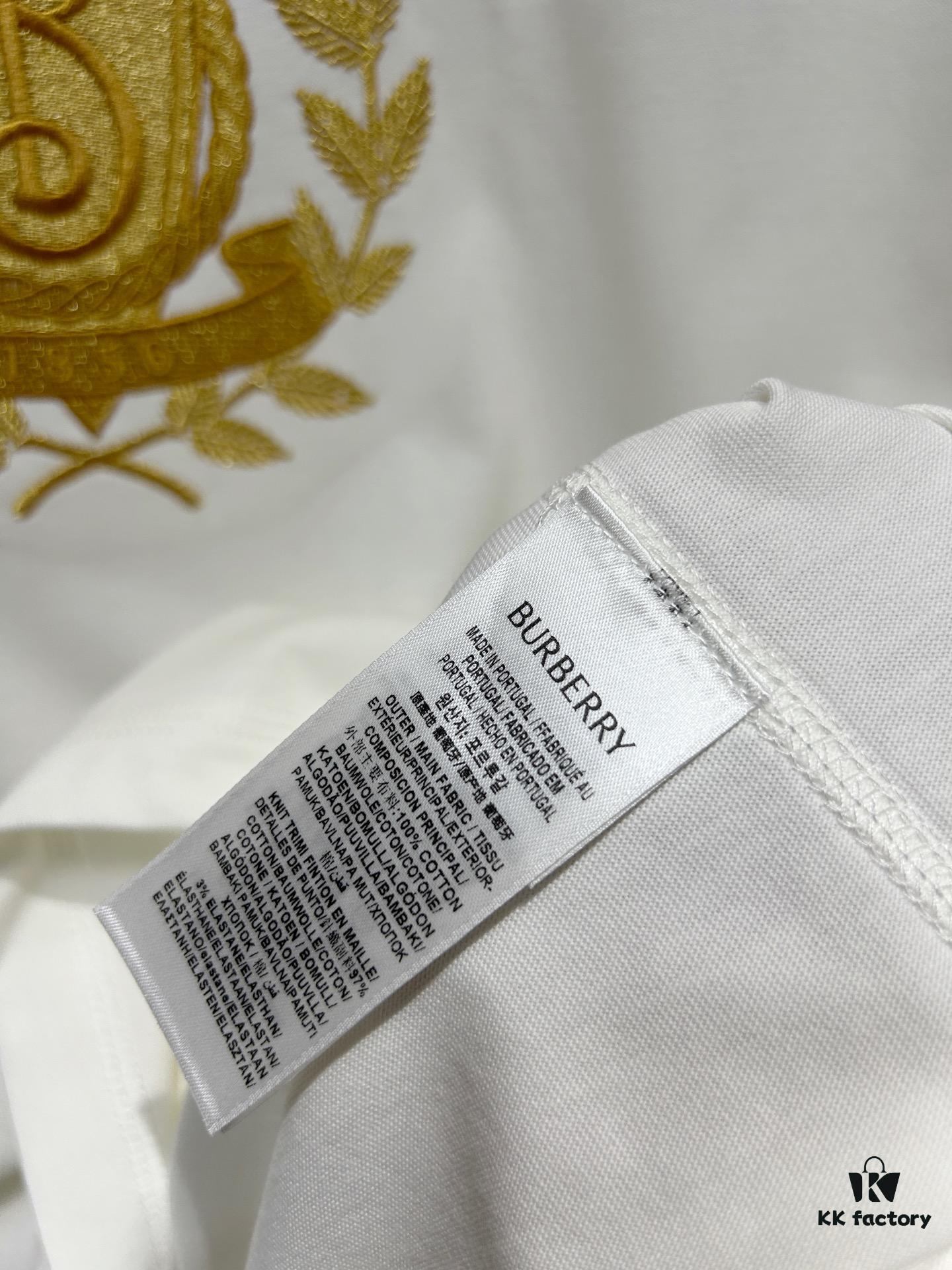 Burberry, 2025 Latest Short Sleeve T-Shirt, Stylish and Fashionable with Exquisite Embroidered Logo on Chest, Simple and Versatile Design