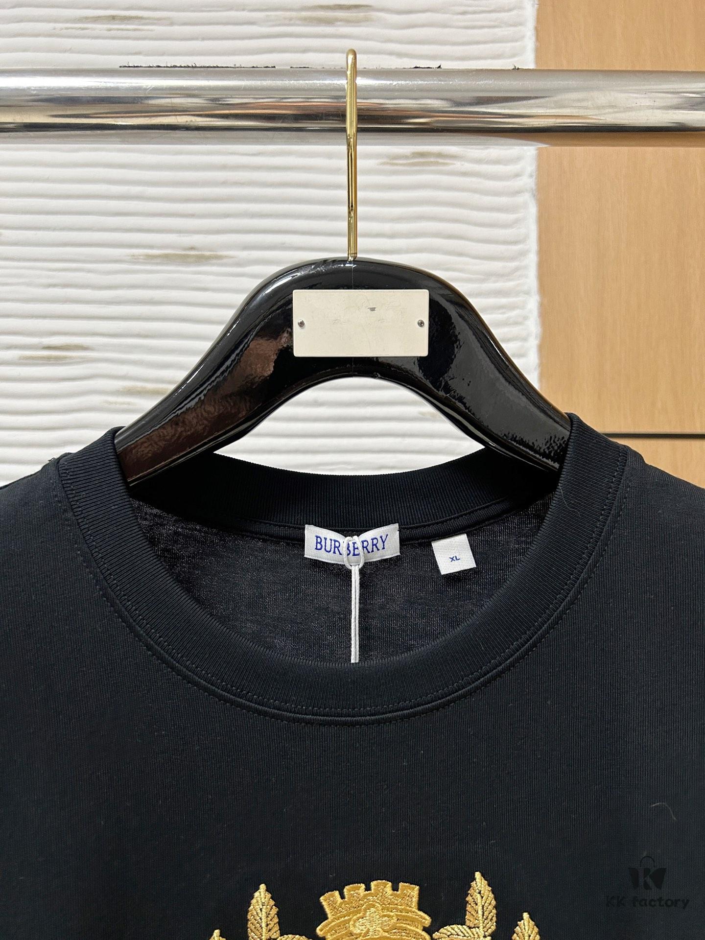 Burberry, 2025 Latest Short Sleeve T-Shirt, Stylish and Handsome with Exquisite Embroidered Logo on Chest, Simple and Versatile Design