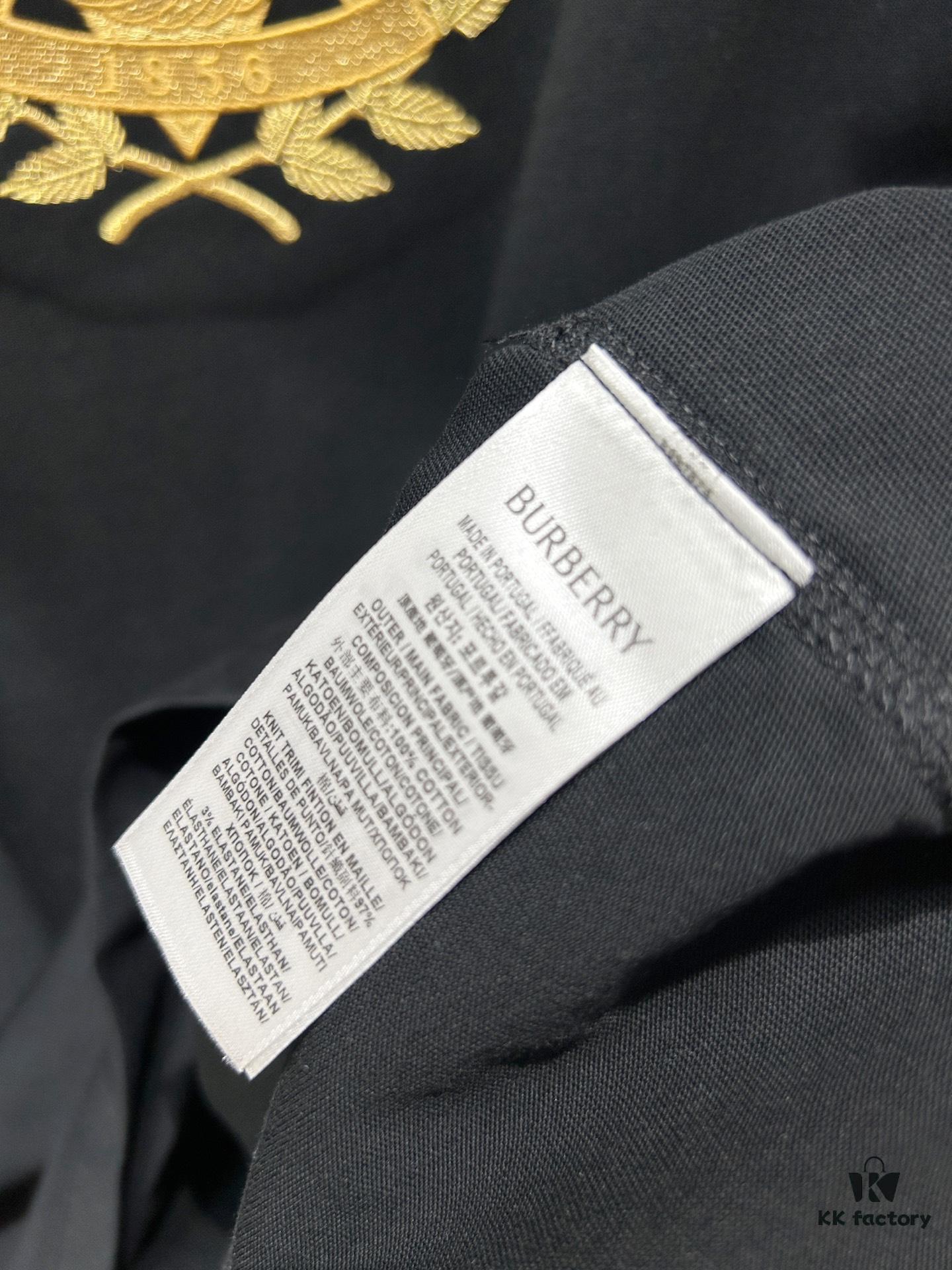 Burberry, 2025 Latest Short Sleeve T-Shirt, Stylish and Handsome with Exquisite Embroidered Logo on Chest, Simple and Versatile Design