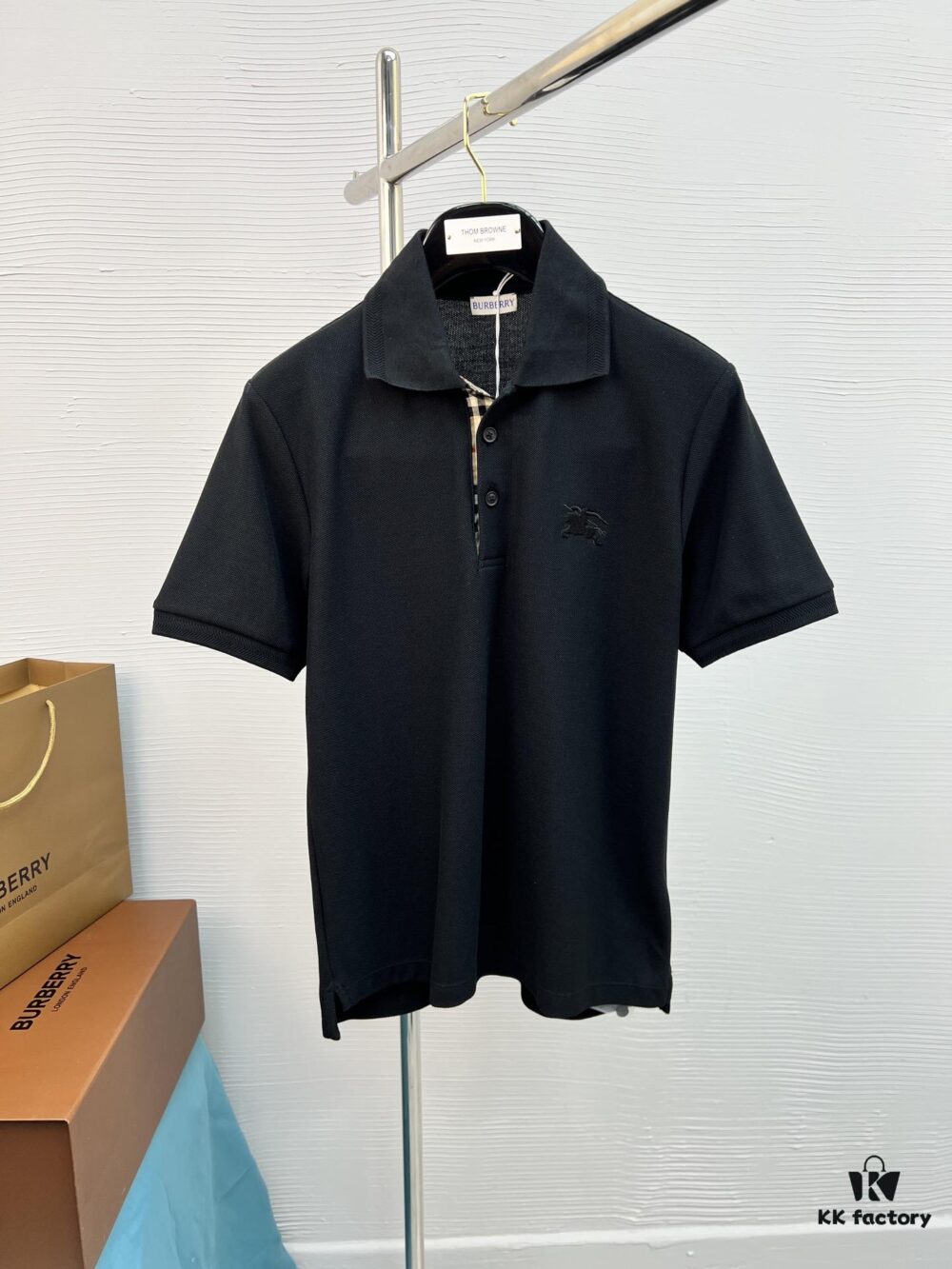 BBR 25SS Spring Summer Polo Shirt Black and White Printed Crew Neck Short Sleeve T-Shirt