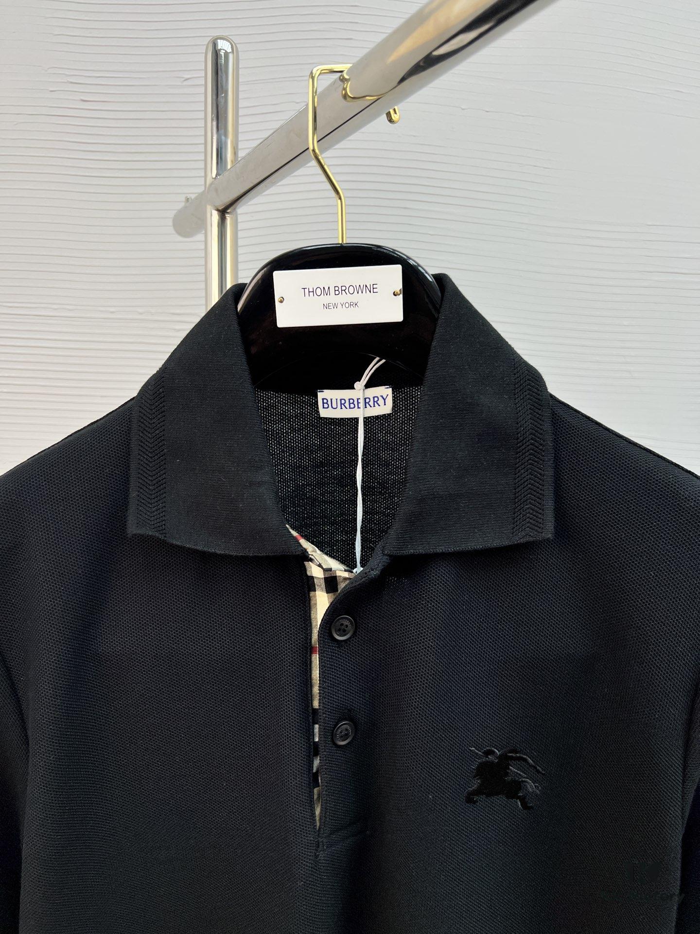 BBR 25SS Spring Summer Polo Shirt Black and White Printed Crew Neck Short Sleeve T-Shirt