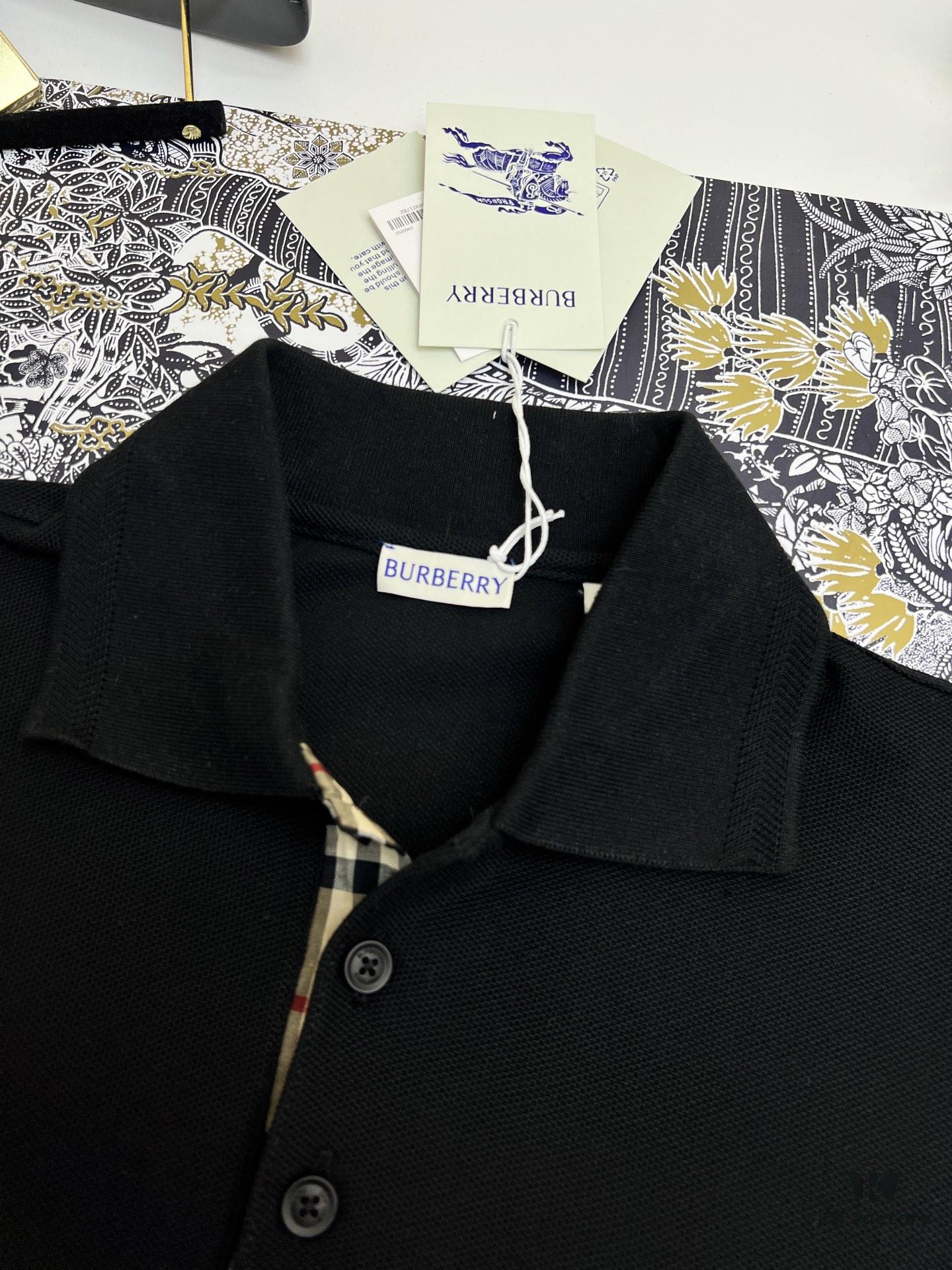 BBR 25SS Spring Summer Polo Shirt Black and White Printed Crew Neck Short Sleeve T-Shirt