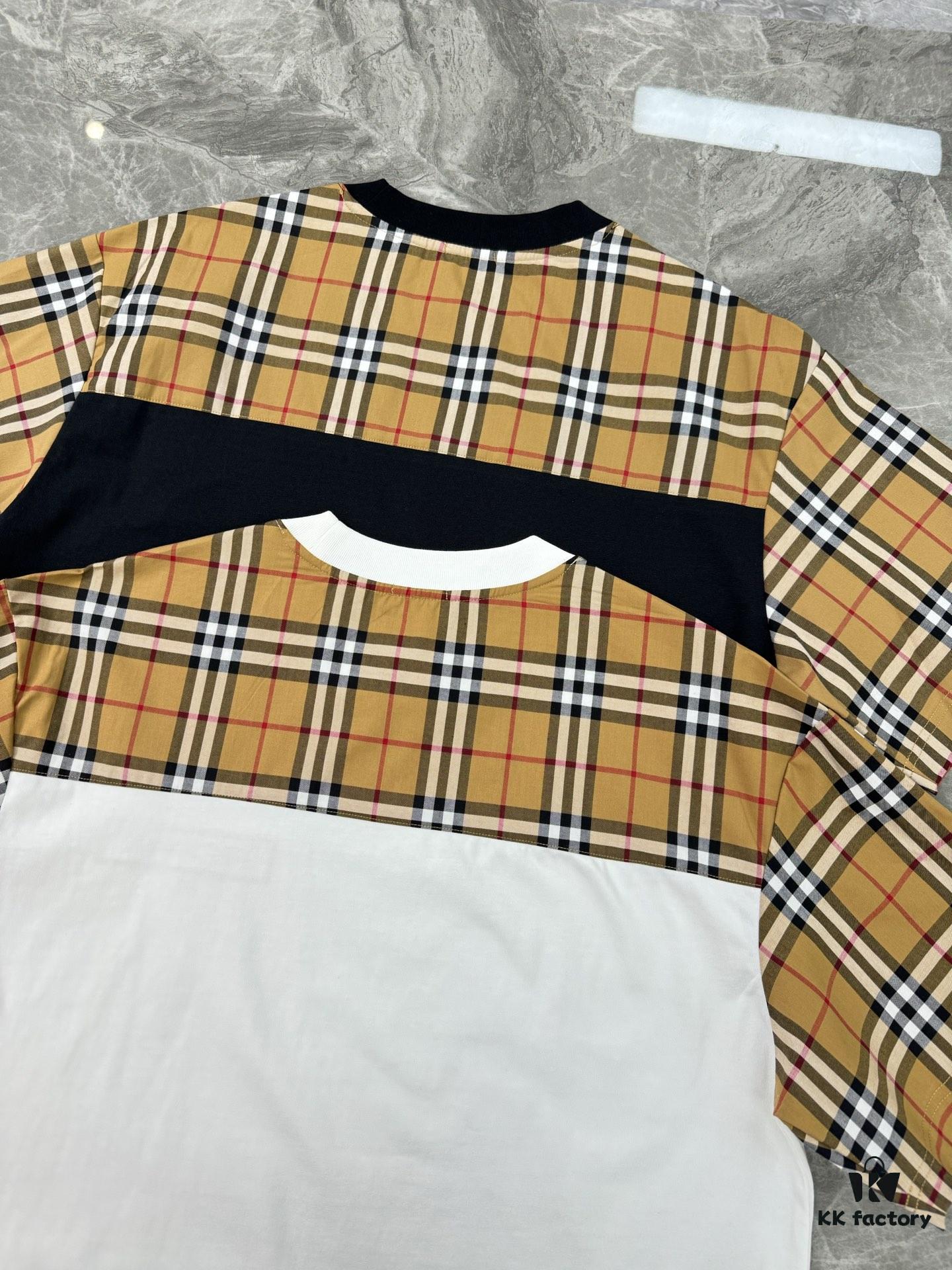 BBR* Baboli 25SS Limited Edition T-Shirt, Unisex, 260g High-Quality Combed Cotton, 3D Embroidered Brand Logo on Chest, Plaid Panel Design on Sleeves and Back for Textured Feel, Oversized Slightly Flared Fit, Triple Labels Complete, Colors: Black, White, European Size: S-XL (Recommended Size M for Height 175cm/Weight 70kg)