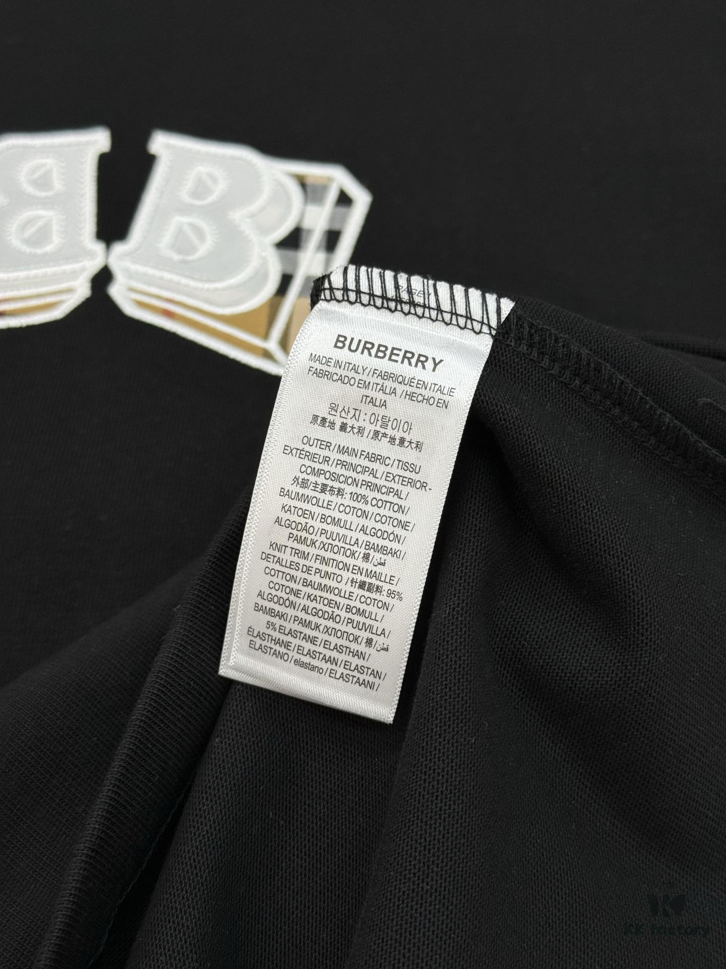 BBR* Burberry 25s Classic Short-Sleeve T-Shirt, Unisex Style! Popular on Xiaohongshu – Featuring Iconic Burberry Plaid and Refined 3D Embroidery