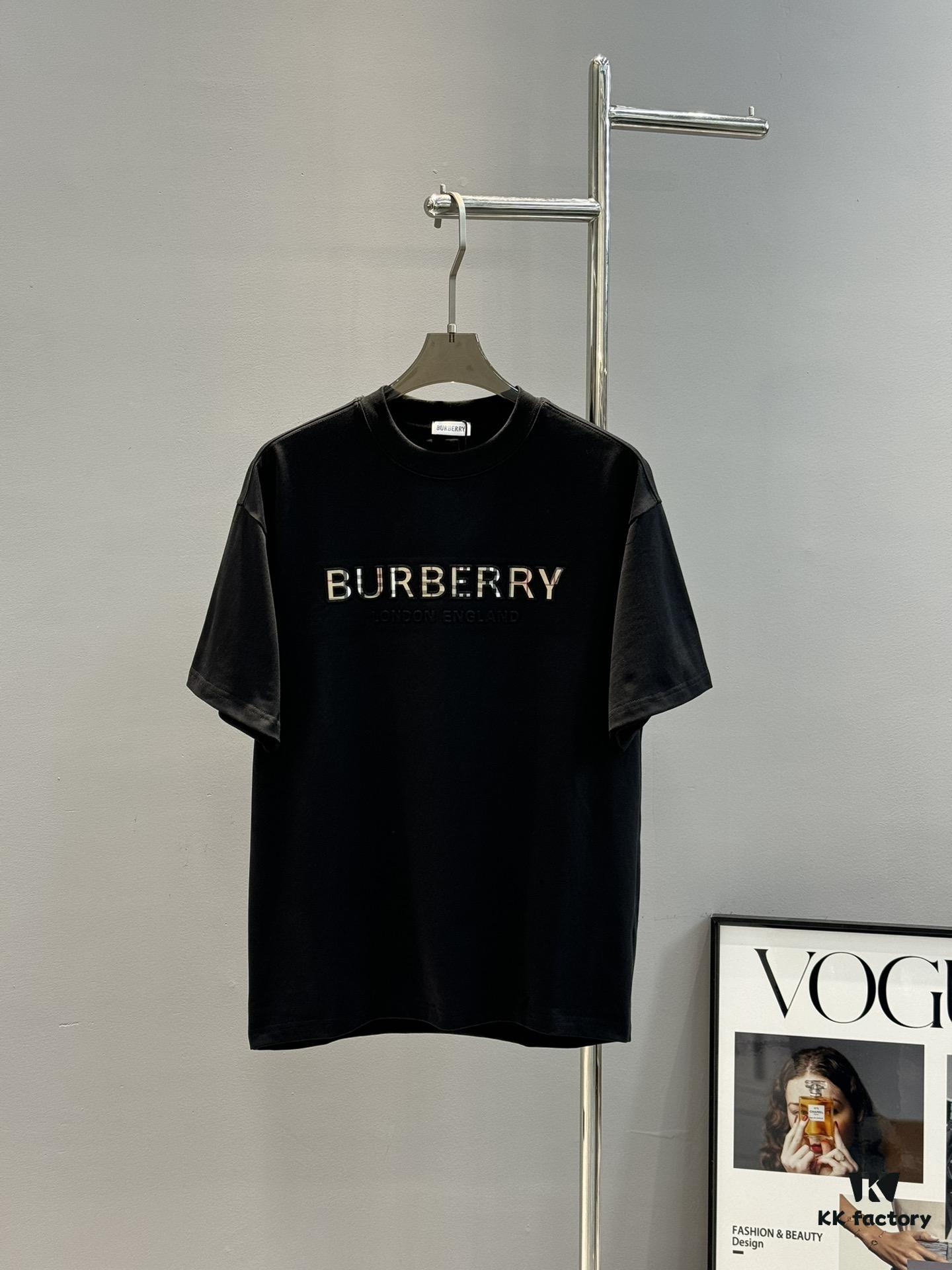 BBR* Baboli 25SS Limited Edition T-Shirt, Unisex, 260g High-Quality Combed Cotton, Textured Chest Design with Brand Lettering and Classic Plaid Pattern, Oversized Slightly Flared Fit, Triple Labels, Colors: Black, White, European Size: S-XL (Recommended M for 175cm/72.5kg)