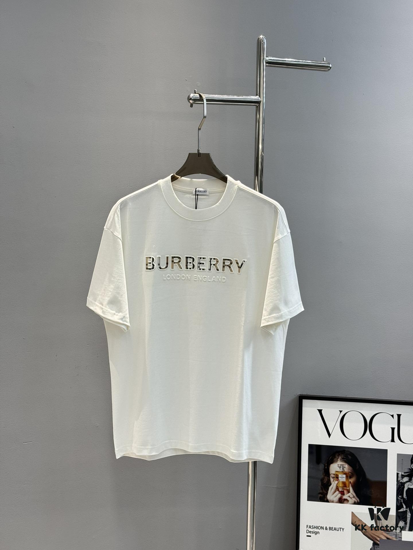 BBR* Baboli 25SS Limited Edition T-Shirt, Unisex, 260g High-Quality Combed Cotton, Textured Chest Design with Brand Lettering and Classic Plaid Pattern, Oversized Slightly Flared Fit, Triple Labels, Colors: Black, White, European Size: S-XL (Recommended M for 175cm/72.5kg)