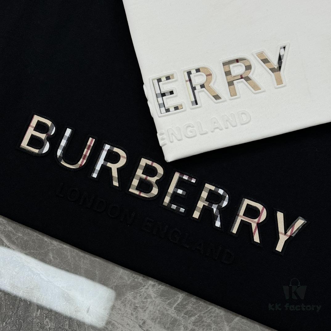 BBR* Baboli 25SS Limited Edition T-Shirt, Unisex, 260g High-Quality Combed Cotton, Textured Chest Design with Brand Lettering and Classic Plaid Pattern, Oversized Slightly Flared Fit, Triple Labels, Colors: Black, White, European Size: S-XL (Recommended M for 175cm/72.5kg)