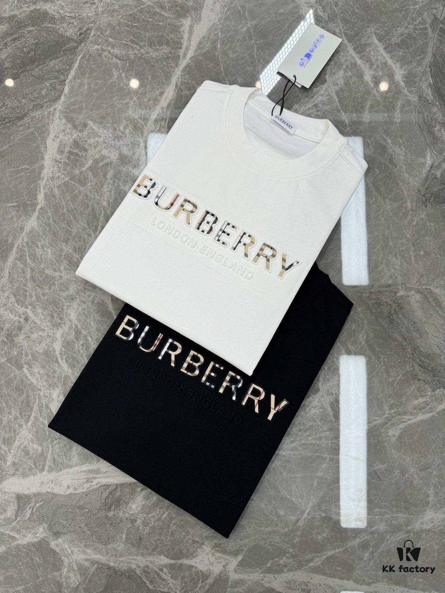 BBR* Baboli 25SS Limited Edition T-Shirt, Unisex, 260g High-Quality Combed Cotton, Textured Chest Design with Brand Lettering and Classic Plaid Pattern, Oversized Slightly Flared Fit, Triple Labels, Colors: Black, White, European Size: S-XL (Recommended M for 175cm/72.5kg)