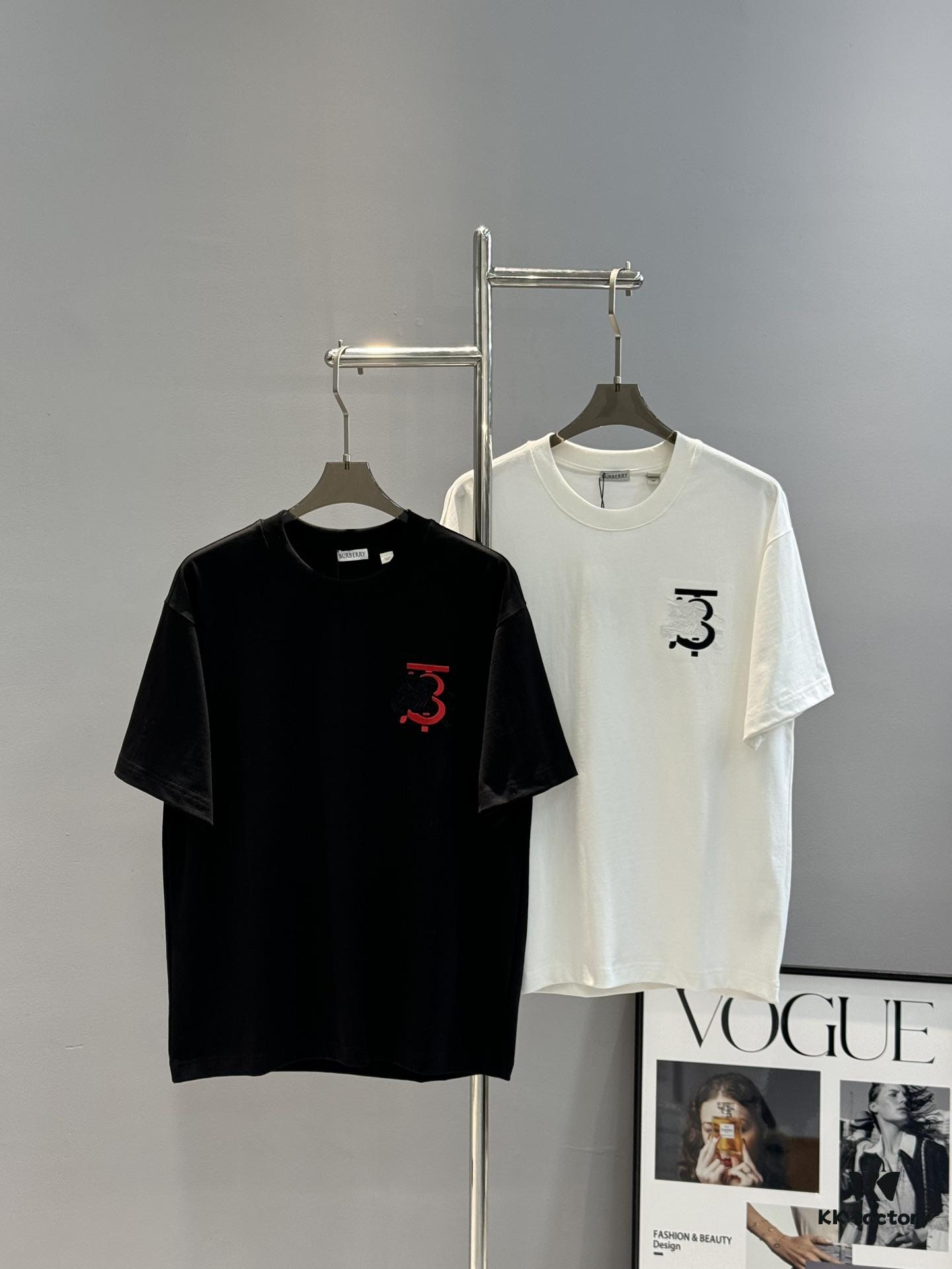 BBR* Bao-Bao Li 25s Classic Short-Sleeve Unisex T-Shirt – Front Chest TB Horse 3D Embroidered Logo, Premium 260g Pure Cotton, Soft and Breathable, Basic Style for Long-Lasting Wear