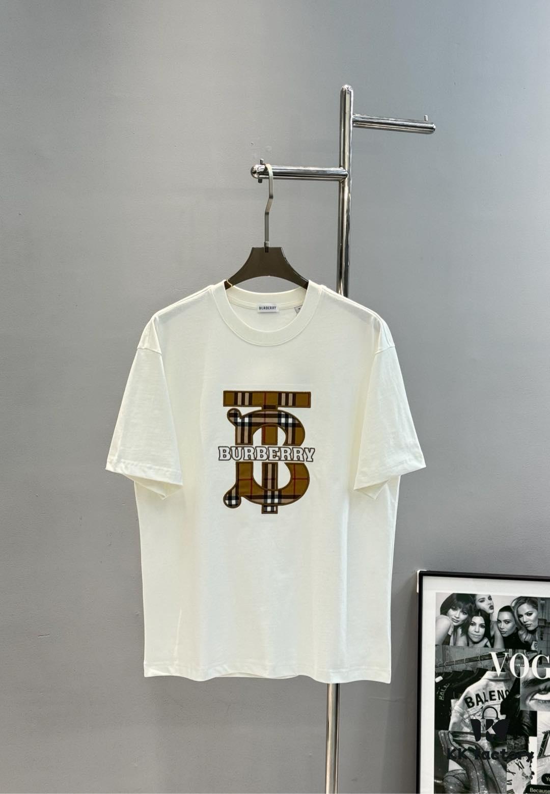 BBR* Bao Bao Li 25SS Limited Edition T-Shirt, Unisex, 260g High-Quality Combed Cotton, Classic TB Plaid Embroidery on Chest with Strong Textural Feel, Oversized Slightly Loose Fit, Triple Labels, Colors: Black, White