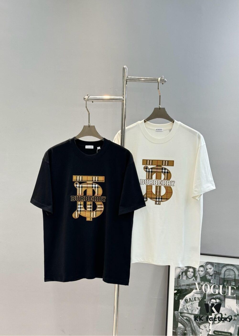 BBR* Bao Bao Li 25SS Limited Edition T-Shirt, Unisex, 260g High-Quality Combed Cotton, Classic TB Plaid Embroidery on Chest with Strong Textural Feel, Oversized Slightly Loose Fit, Triple Labels, Colors: Black, White