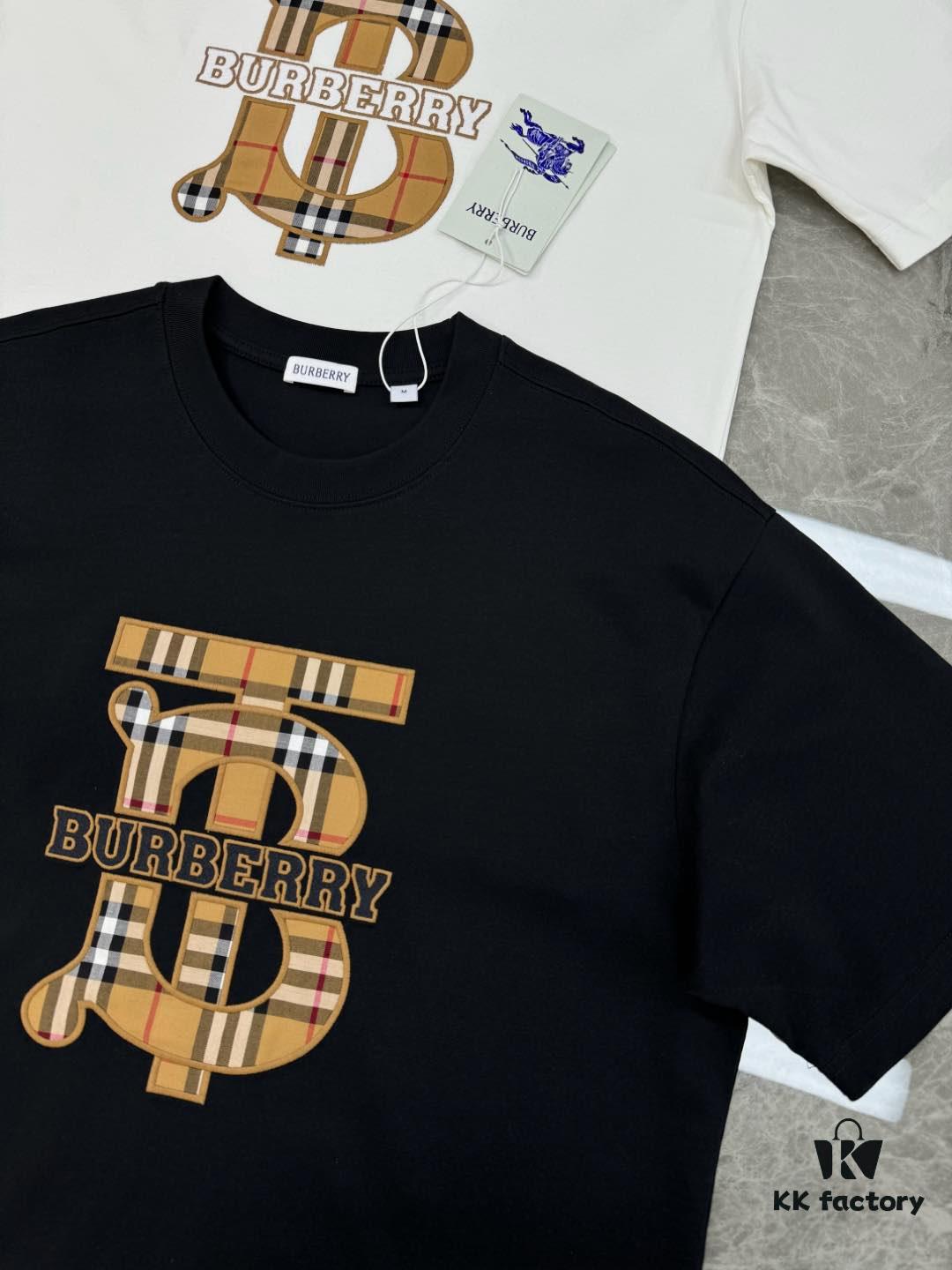 BBR* Bao Bao Li 25SS Limited Edition T-Shirt, Unisex, 260g High-Quality Combed Cotton, Classic TB Plaid Embroidery on Chest with Strong Textural Feel, Oversized Slightly Loose Fit, Triple Labels, Colors: Black, White