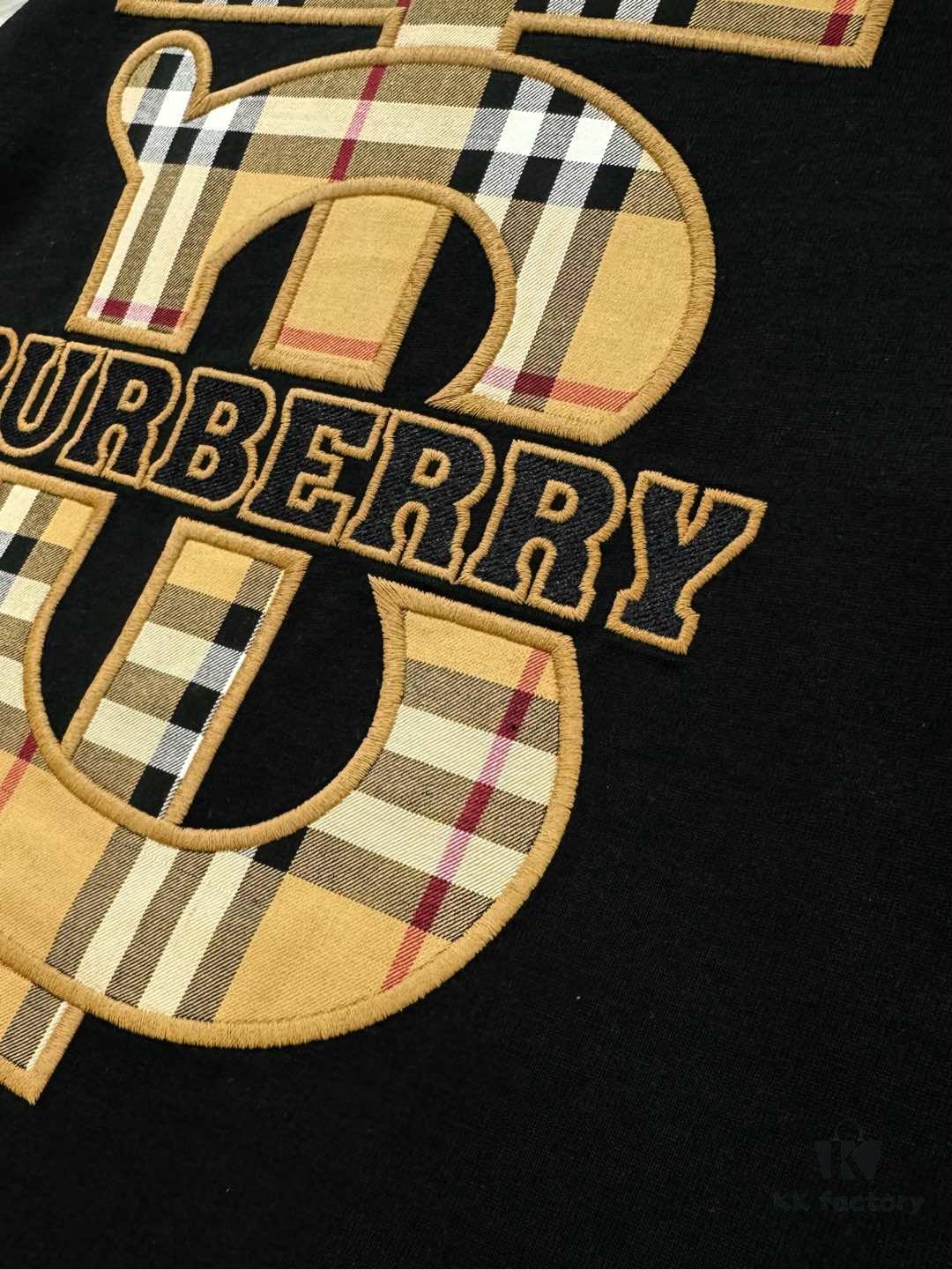 BBR* Bao Bao Li 25SS Limited Edition T-Shirt, Unisex, 260g High-Quality Combed Cotton, Classic TB Plaid Embroidery on Chest with Strong Textural Feel, Oversized Slightly Loose Fit, Triple Labels, Colors: Black, White