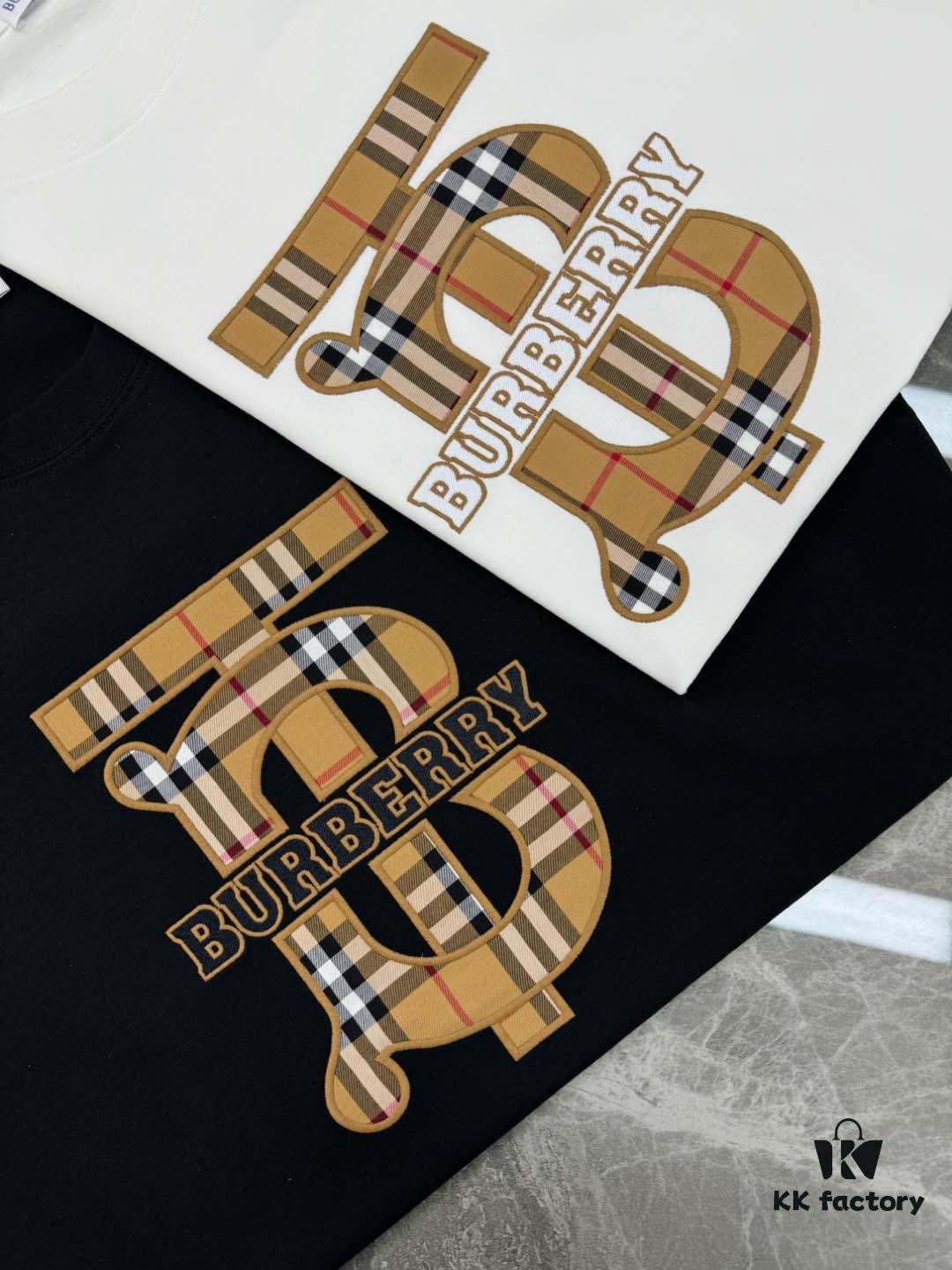 BBR* Bao Bao Li 25SS Limited Edition T-Shirt, Unisex, 260g High-Quality Combed Cotton, Classic TB Plaid Embroidery on Chest with Strong Textural Feel, Oversized Slightly Loose Fit, Triple Labels, Colors: Black, White