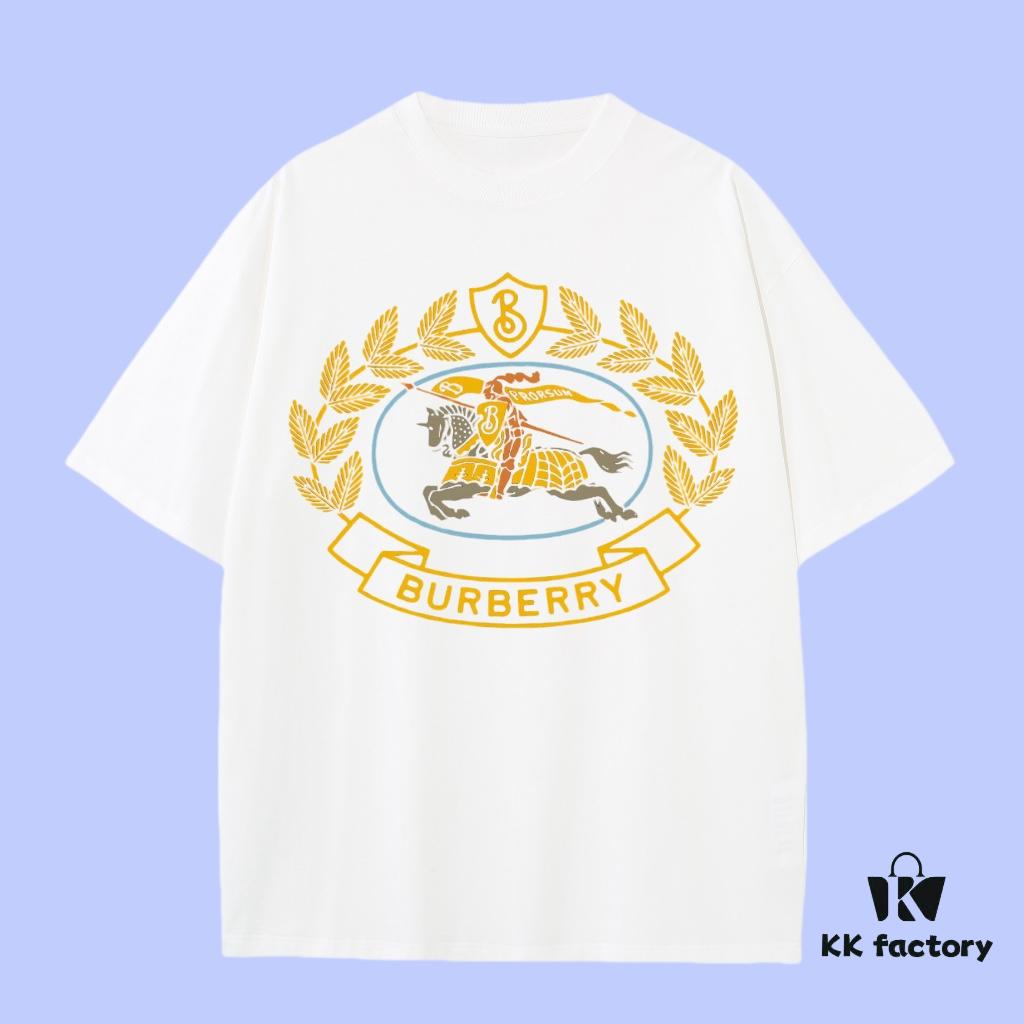 High-End Quality Burberry 2025 Fall Spring/Summer Collection Wheat-Ear and Warhorse Graphic Short-Sleeve T-Shirt Premium 270G 32-Single Double-Yarn Cotton Fabric, Relaxed Fit Unisex Design