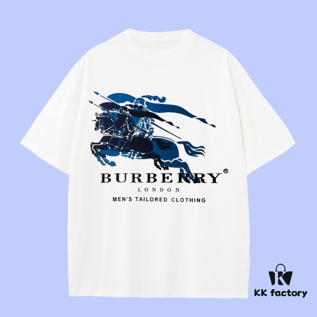 Burberry 2025 Fall Spring-Summer Collection Equestrian Logo Short Sleeve T-Shirt Premium Quality, Custom-Woven 270G 32-Count Double-Yarn Pure Cotton Fabric, Relaxed Fit Unisex Design