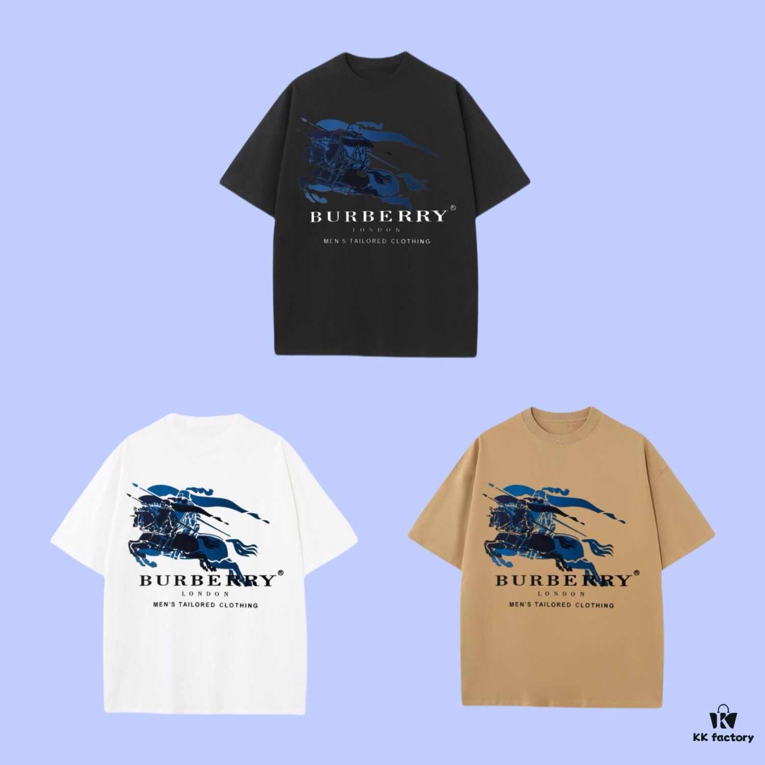 Burberry 2025 Fall Spring-Summer Collection Equestrian Logo Short Sleeve T-Shirt Premium Quality, Custom-Woven 270G 32-Count Double-Yarn Pure Cotton Fabric, Relaxed Fit Unisex Design