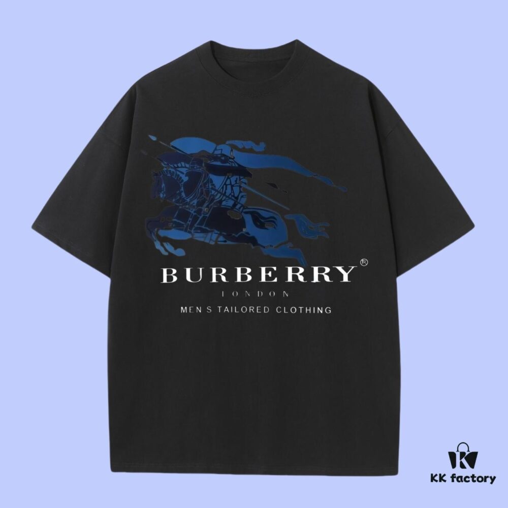 High-Quality Burberry 2025 Fall Spring Collection Equestrian Logo Short-Sleeve T-Shirt, Premium 270G 32-Count Double-Yarn Cotton Fabric, Distinct from Regular Print, Relaxed Unisex Fit