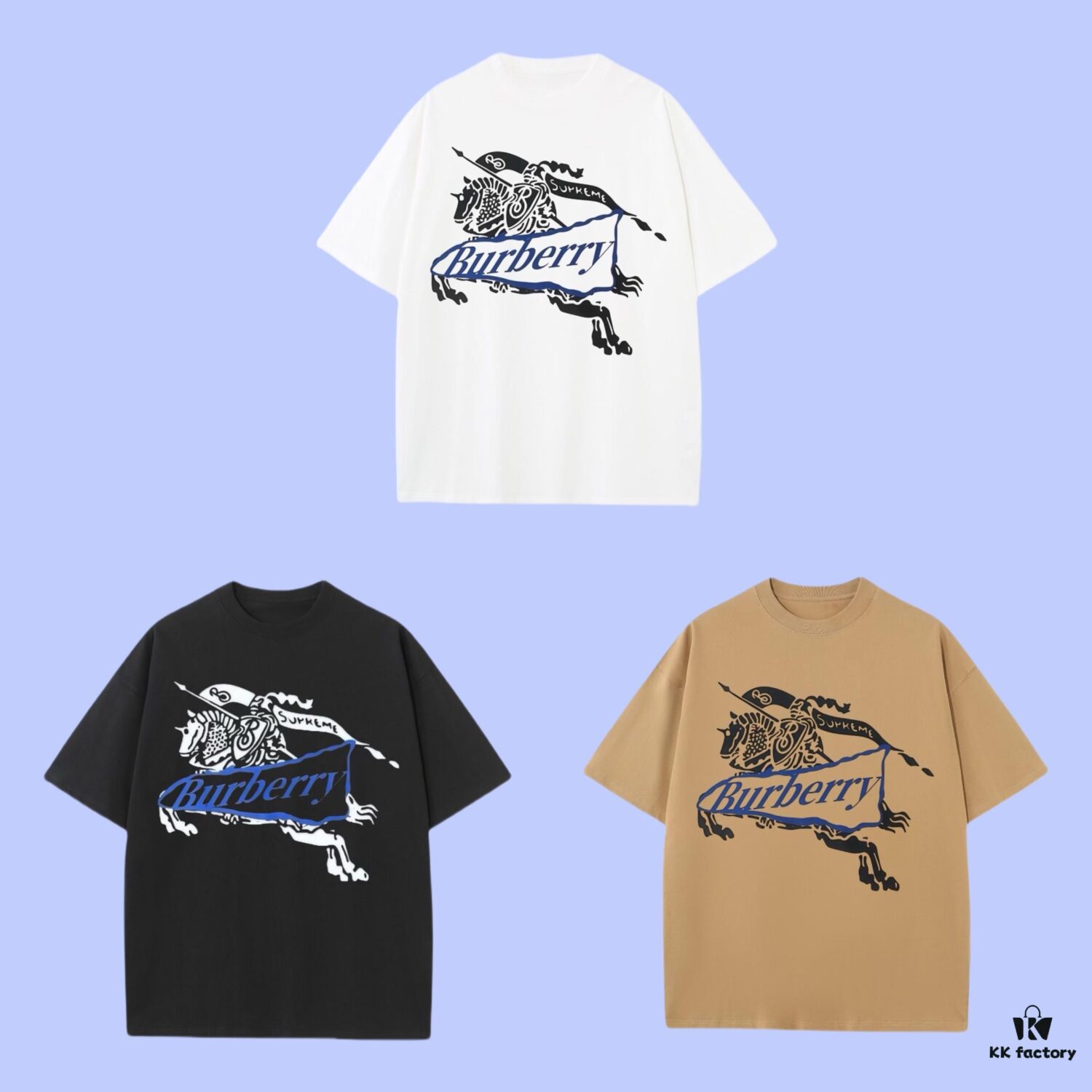 Burberry 2025 Fall Spring-Summer Collection Equestrian Graphic Short Sleeve T-Shirt Premium Quality, Special Jacquard 270G 32-Count Double-Yarn Pure Cotton Fabric, Relaxed Fit Unisex Design