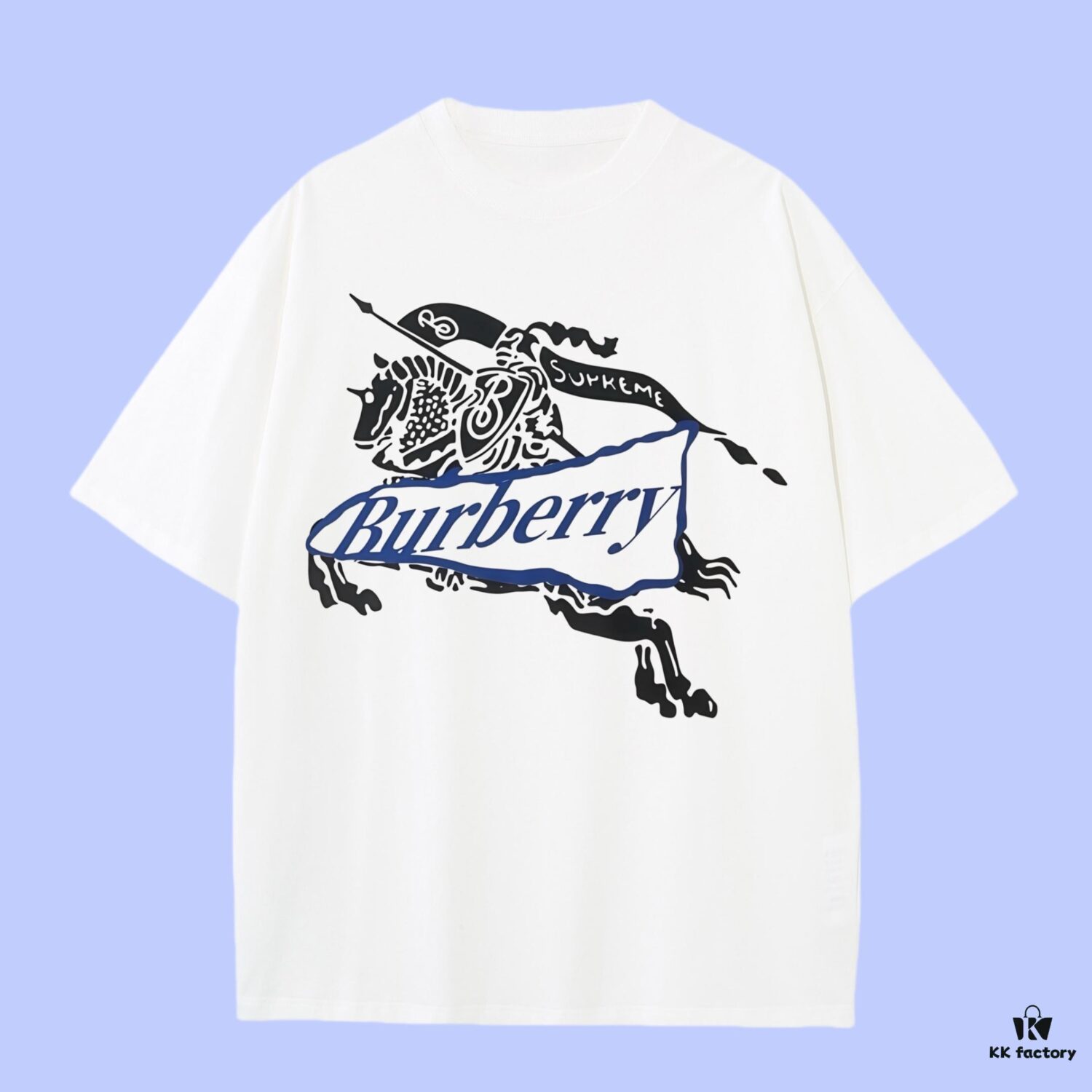 High-End Quality Burberry 2025 Fall Spring/Summer Collection Equestrian Short Sleeve T-Shirt, Distinct from Regular Prints, Crafted in 270G 32-Ne Double-Yarn Pure Cotton Fabric, Loose Fit Unisex Design