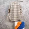 Burberry Letter Plaid Cotton Poplin Shirt, 100% Pure Cotton, Original Quality, Custom Buttons, Chest Patch Pocket, Terry Cloth Appliqué on Sleeves, All-Over Pattern Matching, Unisex Design