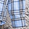 Burberry Letter Plaid Cotton Poplin Shirt, 100% Pure Cotton, Original Quality, Chest Patch Pocket, Toweling Fabric Appliqué on Sleeves, All-Over Pattern Matching, Unisex Design
