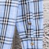 Burberry Letter Plaid Cotton Poplin Shirt, 100% Pure Cotton, Original Quality, Chest Patch Pocket, Toweling Fabric Appliqué on Sleeves, All-Over Pattern Matching, Unisex Design